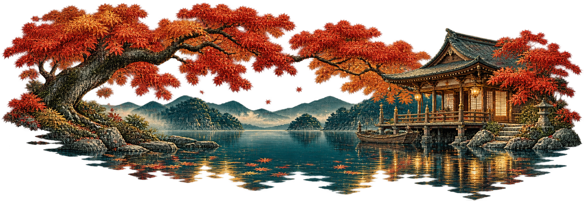 Lanternmere Retreat | Japanese Autumn Pavilion Automotive Decal | Instawraps