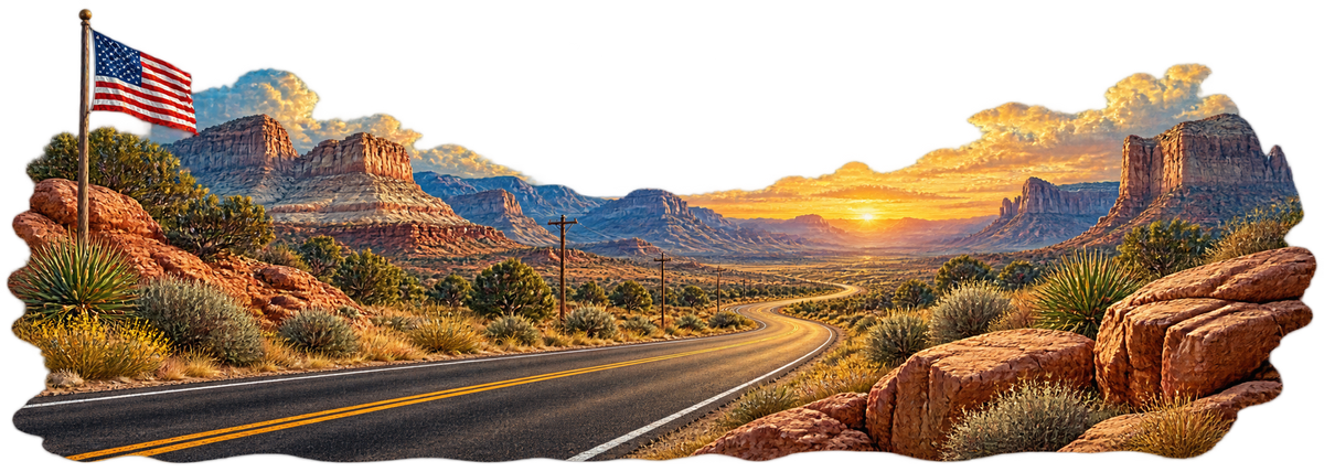 Sunward Republic | American Flag Desert Highway Automotive Decal | Instawraps