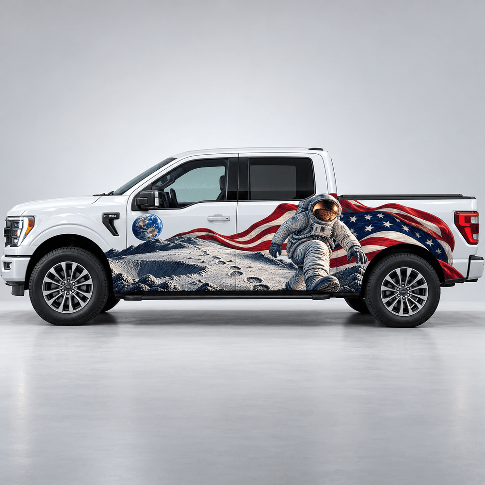 Craterstride | Astronaut and American Flag Automotive Decal | Instawraps