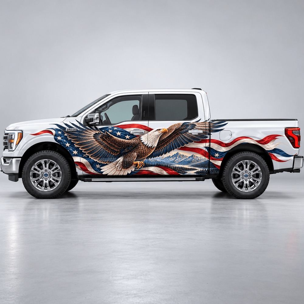 Highland Wingspan | Bald Eagle and American Flag Automotive Decal | Instawraps