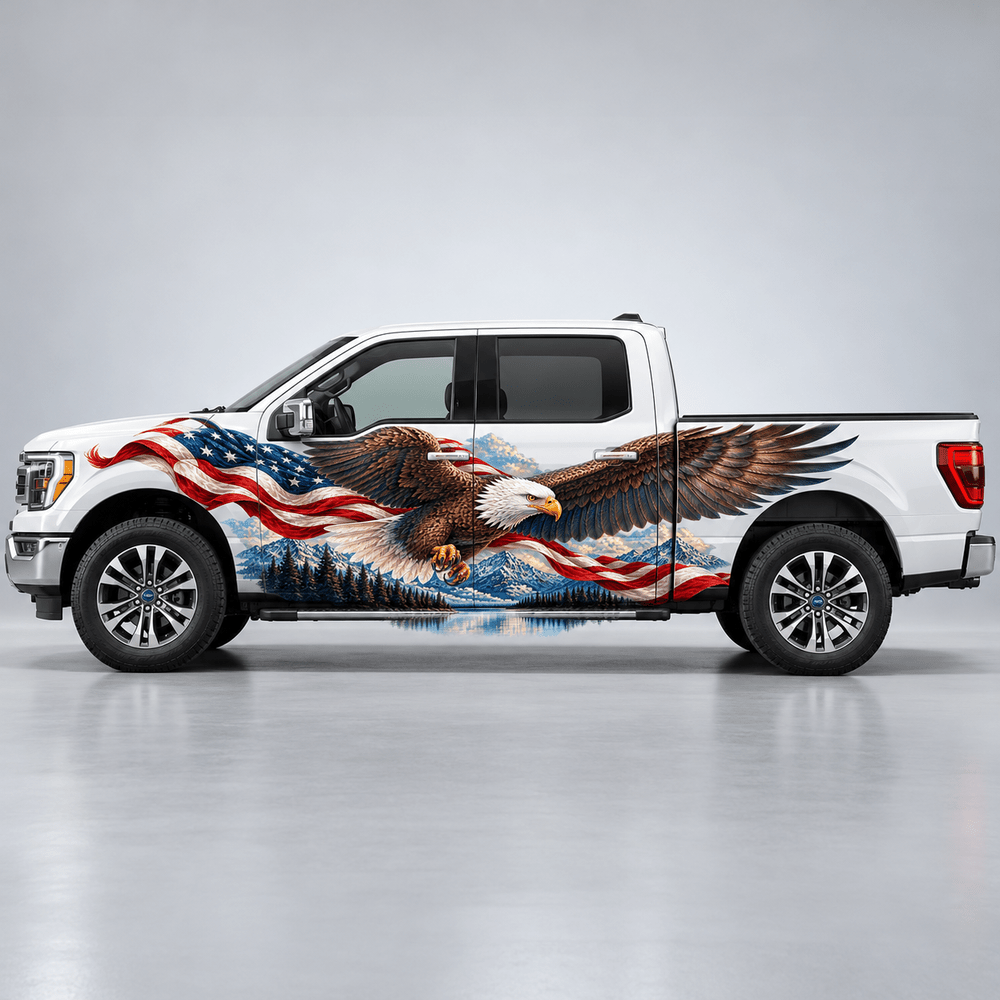 Summitwake Flight | Bald Eagle and American Flag Automotive Decal | Instawraps