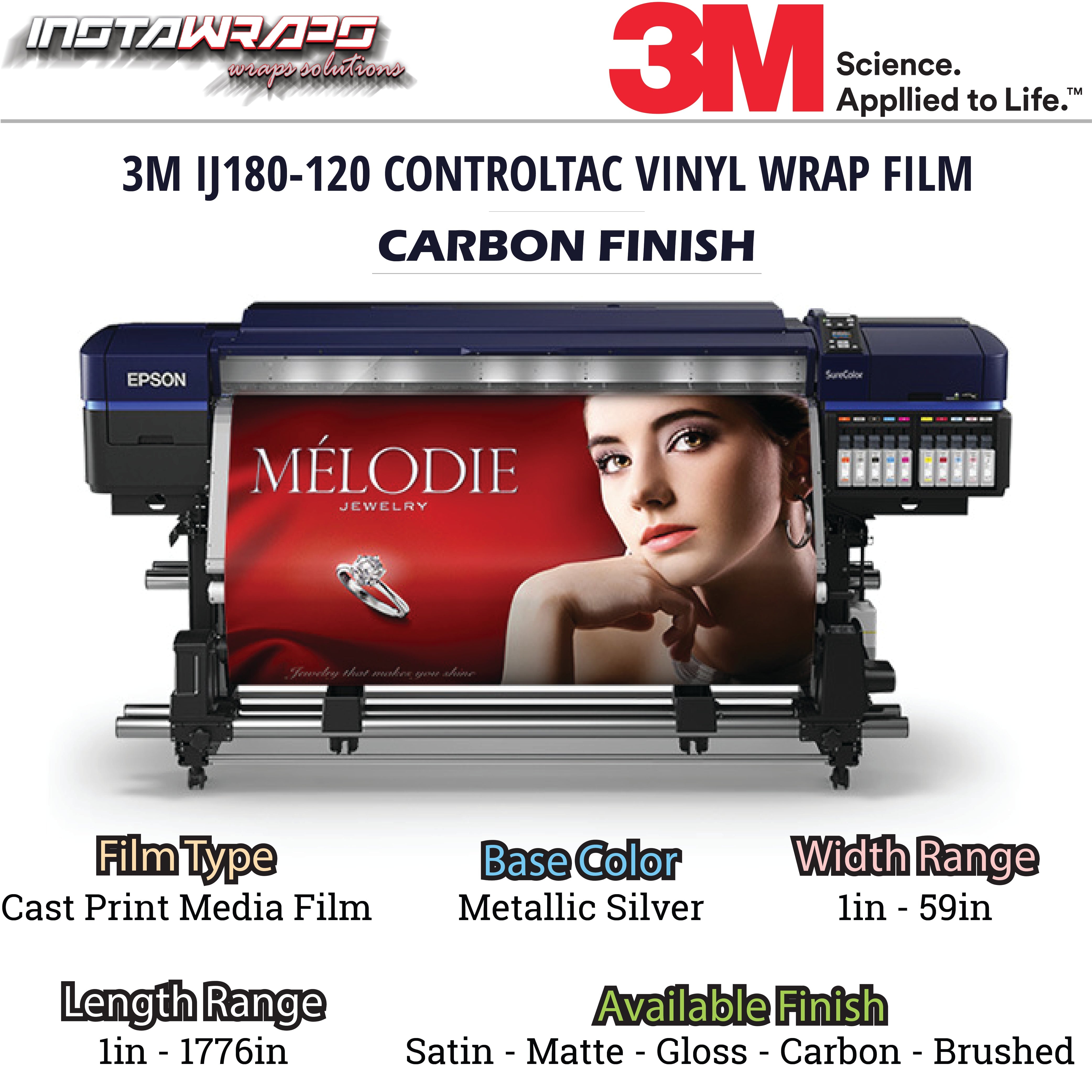 UPLOAD YOUR OWN DESIGN - 3M PRINT FILM / IJ180-MC120 / CARBON FINISH