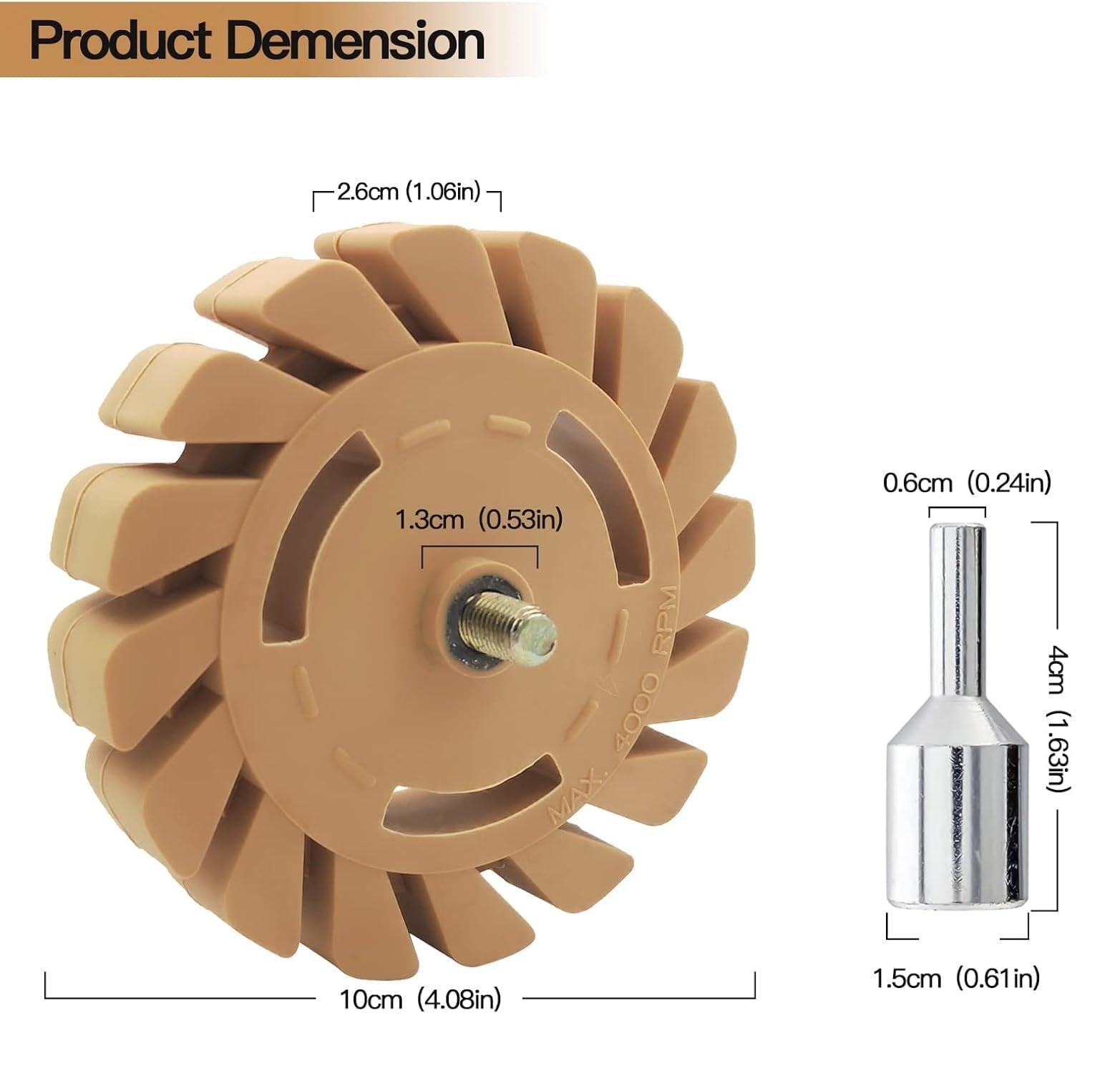 RUBBER ERASER WHEEL WITH DRILL ADAPTER – DECAL & ADHESIVE REMOVER
