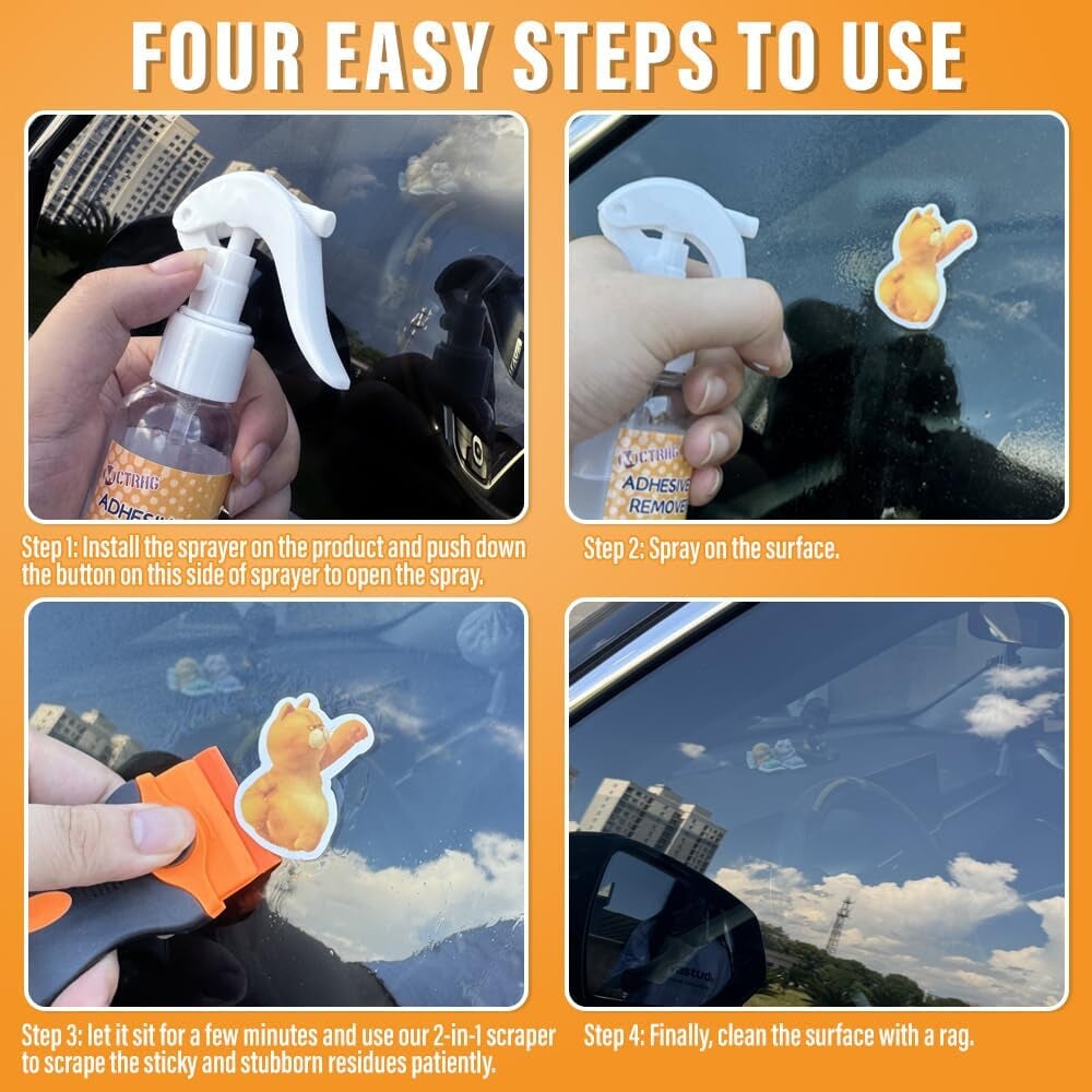 ADHESIVE REMOVER FOR CARS – 3.3 FL. OZ SPRAY WITH SCRAPER