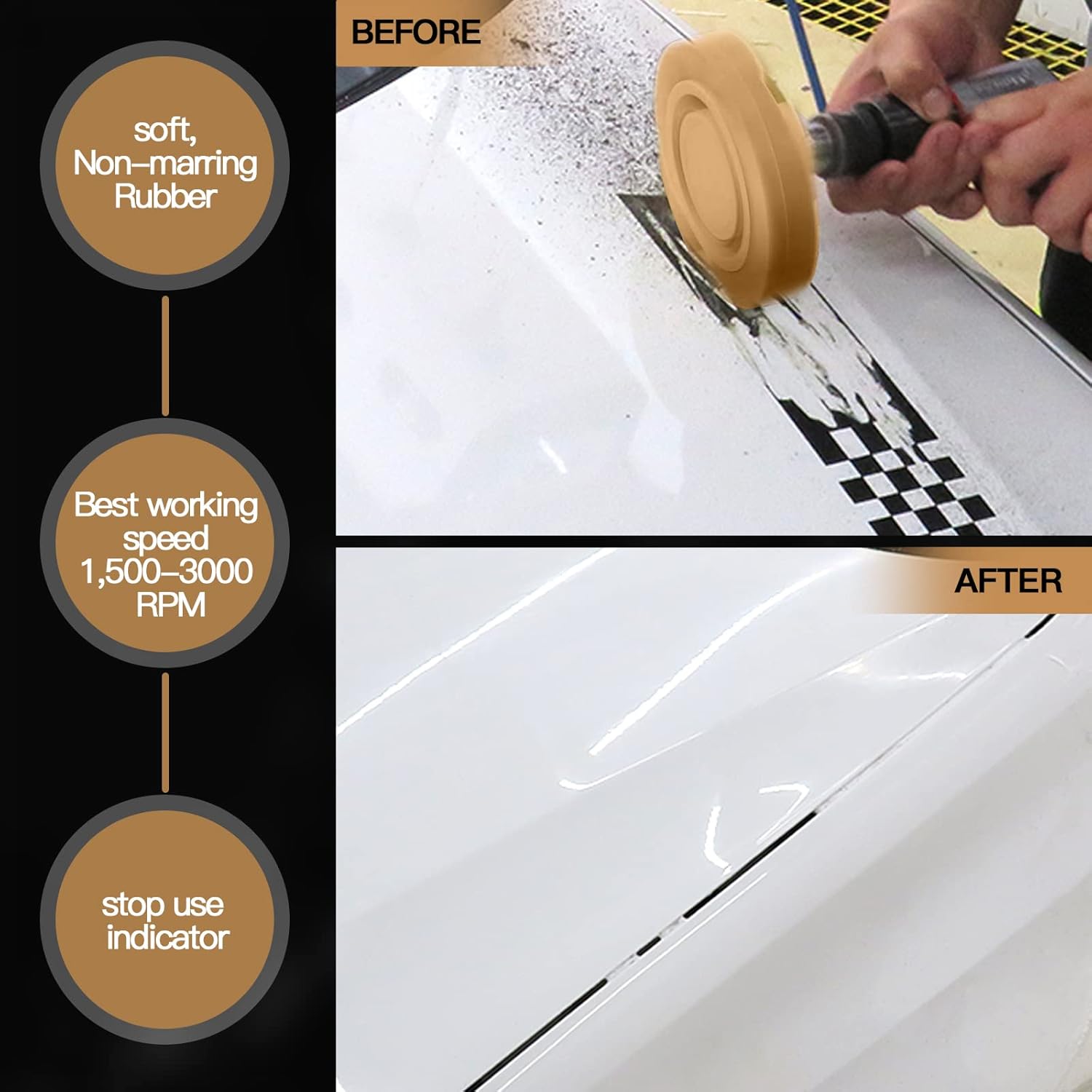 RUBBER ERASER WHEEL WITH DRILL ADAPTER – DECAL & ADHESIVE REMOVER