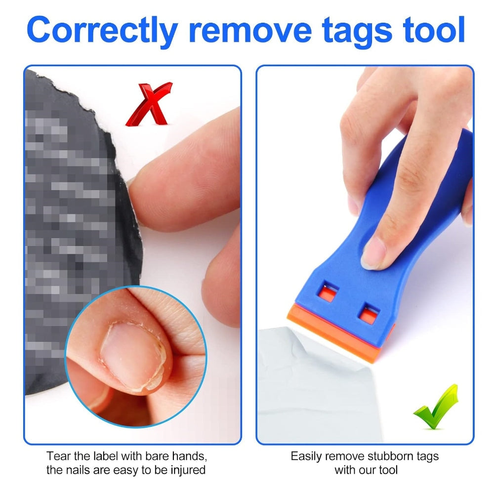 4 PCS RAZOR BLADE SCRAPER SET WITH 100 BLADES – LABEL & DECAL REMOVER