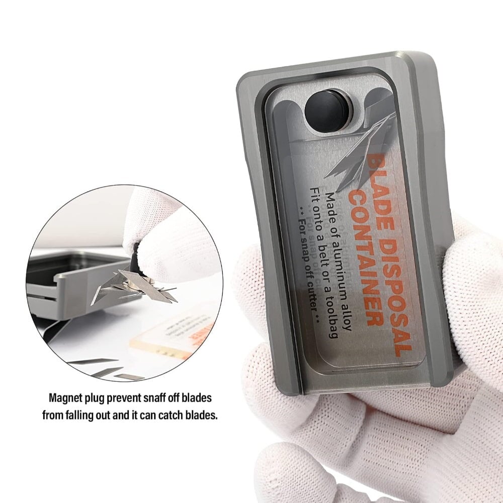 ALUMINUM BLADE DISPOSAL BOX WITH MAGNET & HANGING CLIP