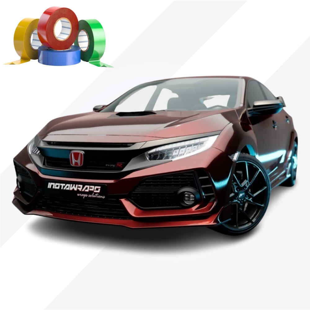 CHROME DELETE / CUSTOM VINYL WRAP TAPE STRIPES | KPMF | GLOSS RED / BLACK IRIDESCENT | K75408