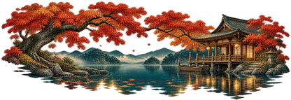 Lanternmere Retreat | Japanese Autumn Pavilion Automotive Decal | Instawraps