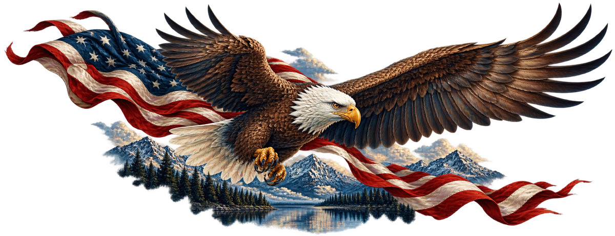 Summitwake Flight | Bald Eagle and American Flag Automotive Decal | Instawraps