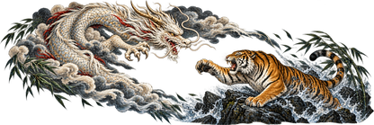 Cloudfang Rivalry | Japanese Dragon and Tiger Automotive Decal | Instawraps