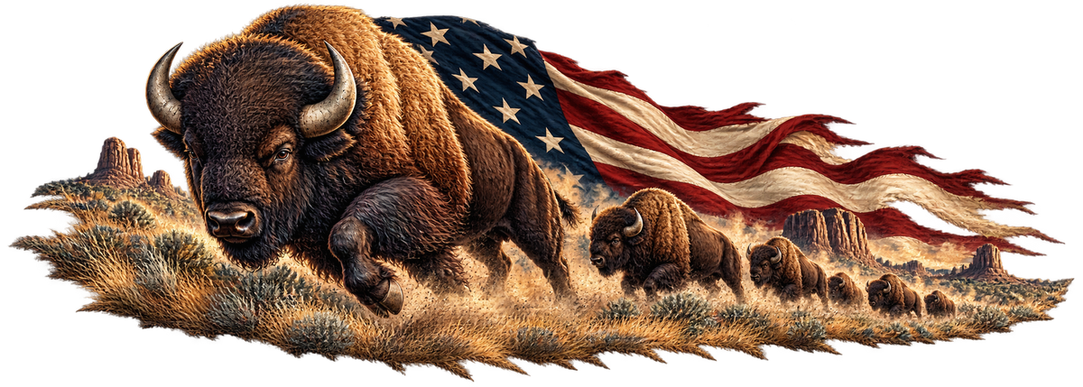 Dustborne Anthem | Bison Herd and American Flag Automotive Decal | Instawraps