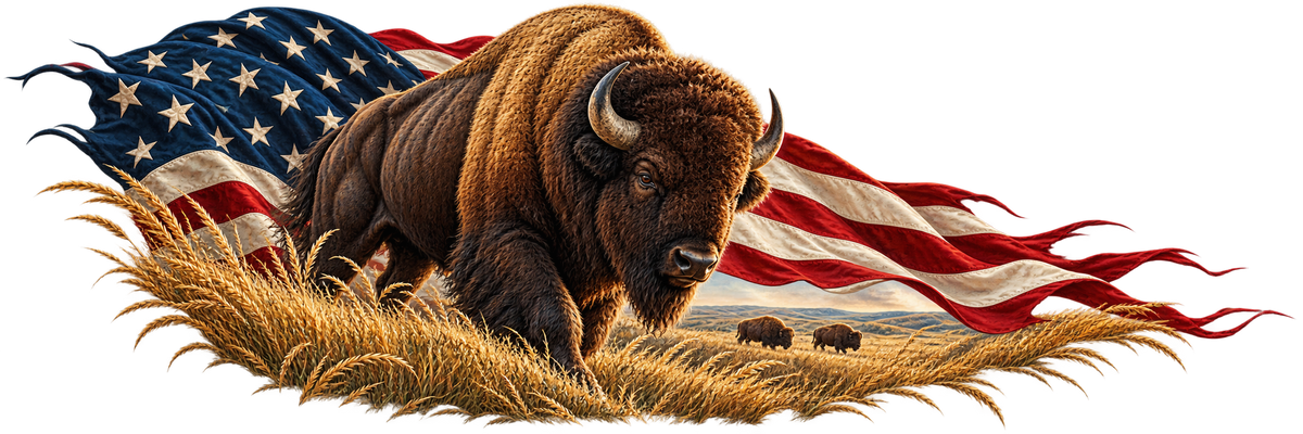 Grassland Monarch | Bison and American Flag Automotive Decal | Instawraps