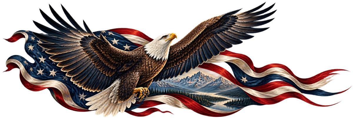 Highland Wingspan | Bald Eagle and American Flag Automotive Decal | Instawraps