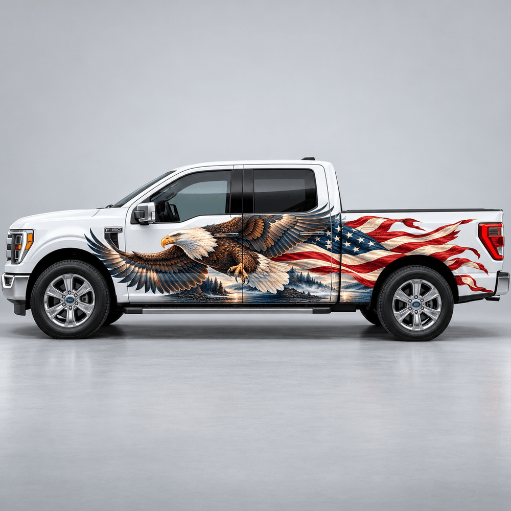 Riverwind Standard | Bald Eagle and American Flag Automotive Decal | Instawraps