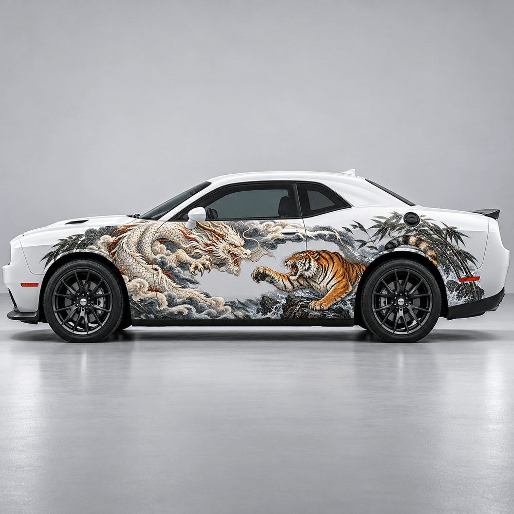 Cloudfang Rivalry | Japanese Dragon and Tiger Automotive Decal | Instawraps
