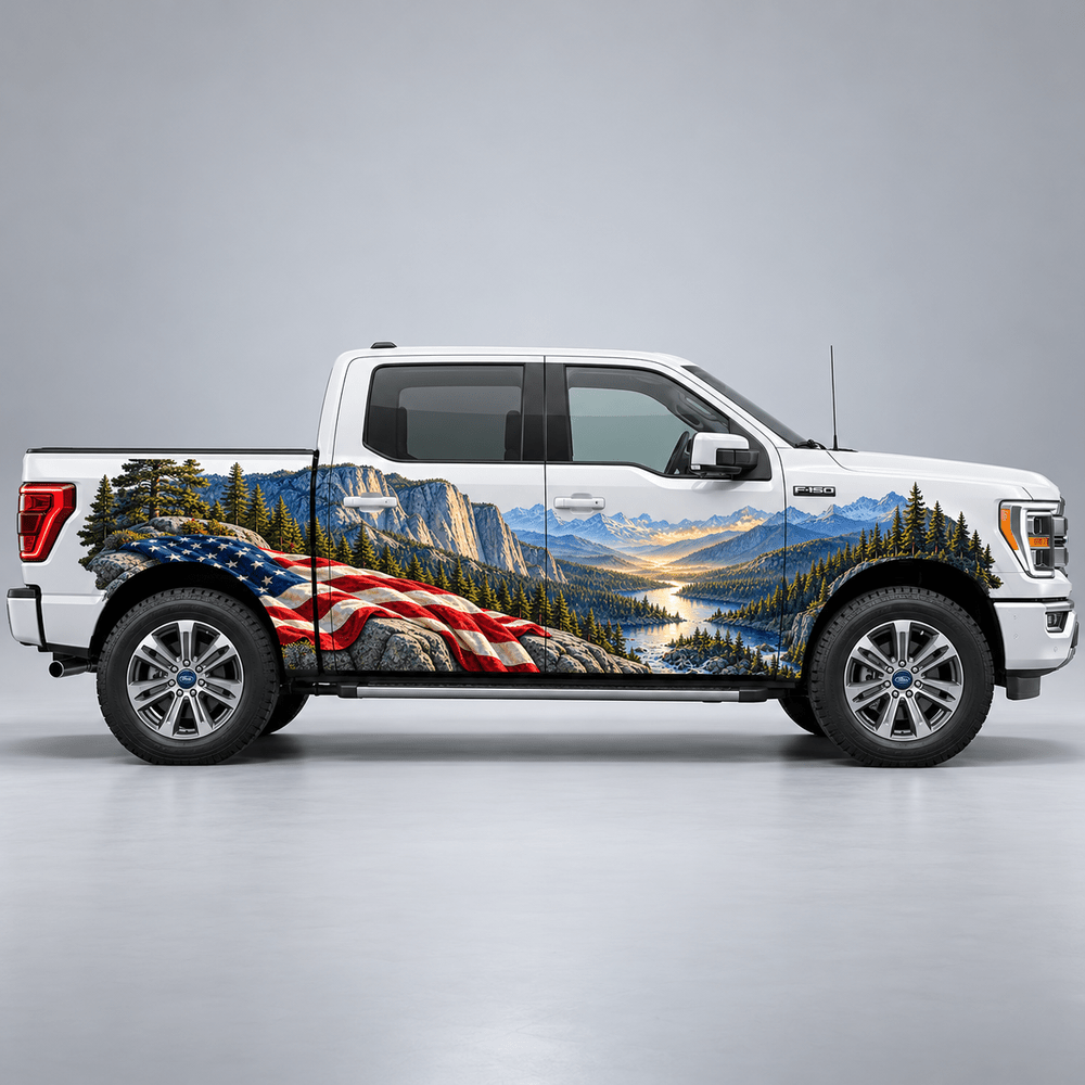 Granite Anthem | American Flag Wilderness Automotive Decal | Instawraps