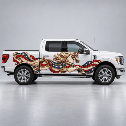 Paradebound Gallop | Patriotic Carousel Horse Automotive Decal | Instawraps