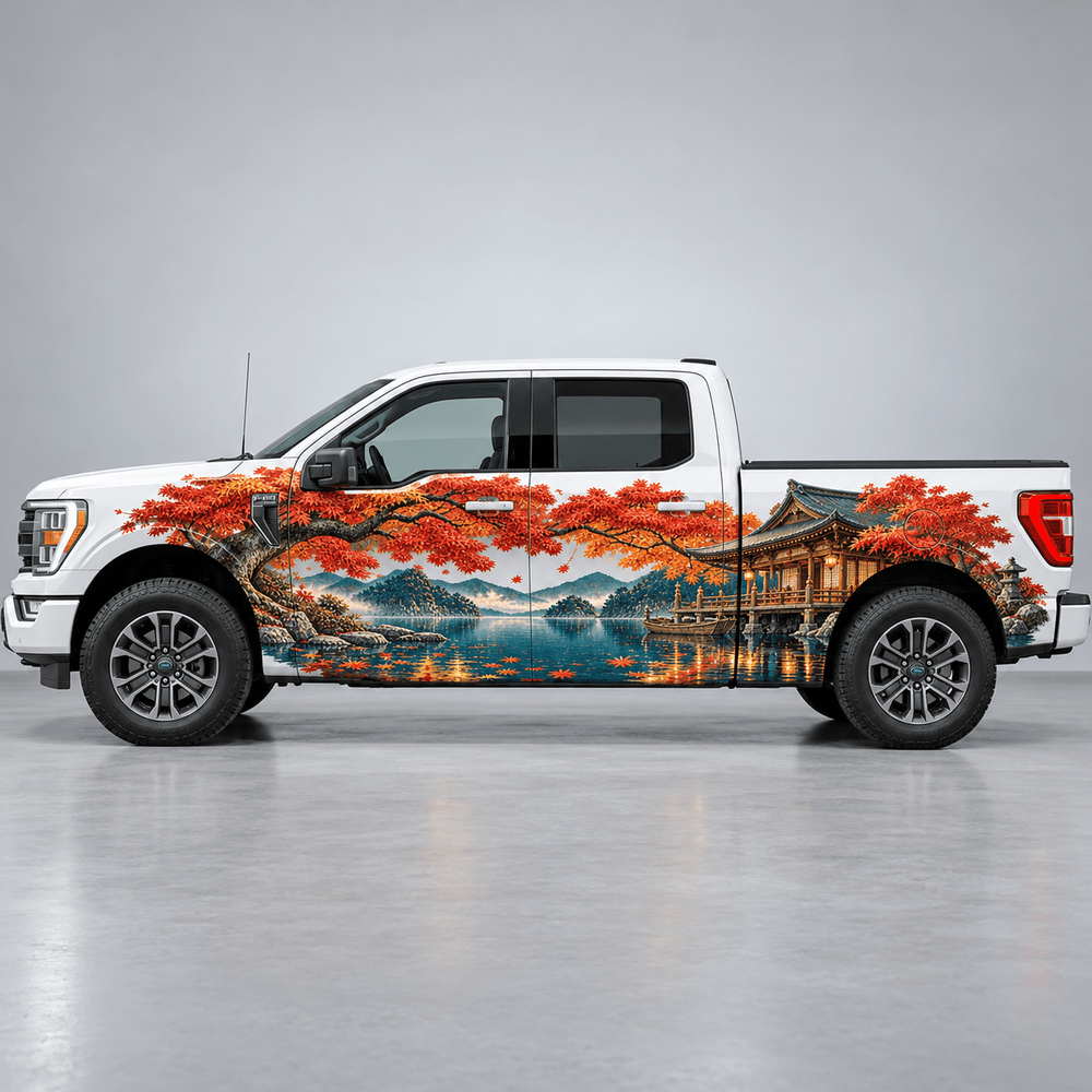 Lanternmere Retreat | Japanese Autumn Pavilion Automotive Decal | Instawraps