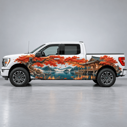 Lanternmere Retreat | Japanese Autumn Pavilion Automotive Decal | Instawraps