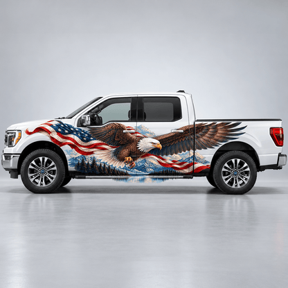 Summitwake Flight | Bald Eagle and American Flag Automotive Decal | Instawraps