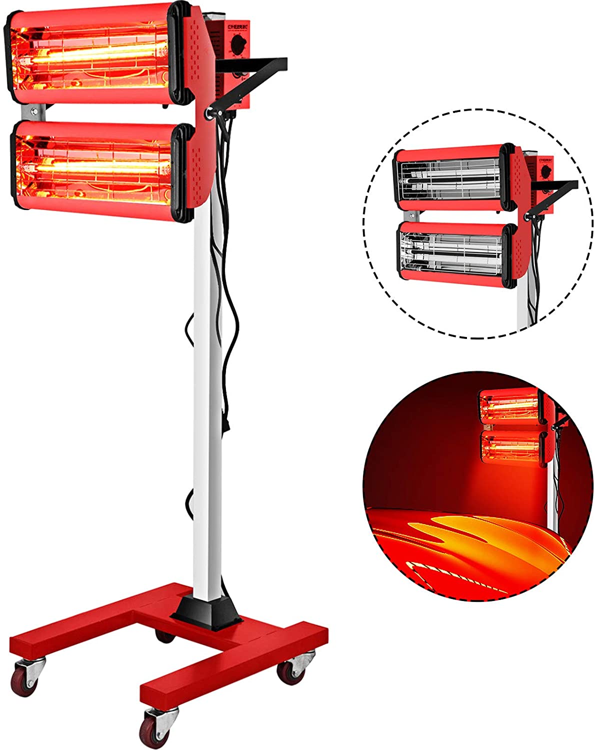 2000W DUAL LAMP INFARED HEATER WITH STAND - 2X 1000W INFARED HEATERS