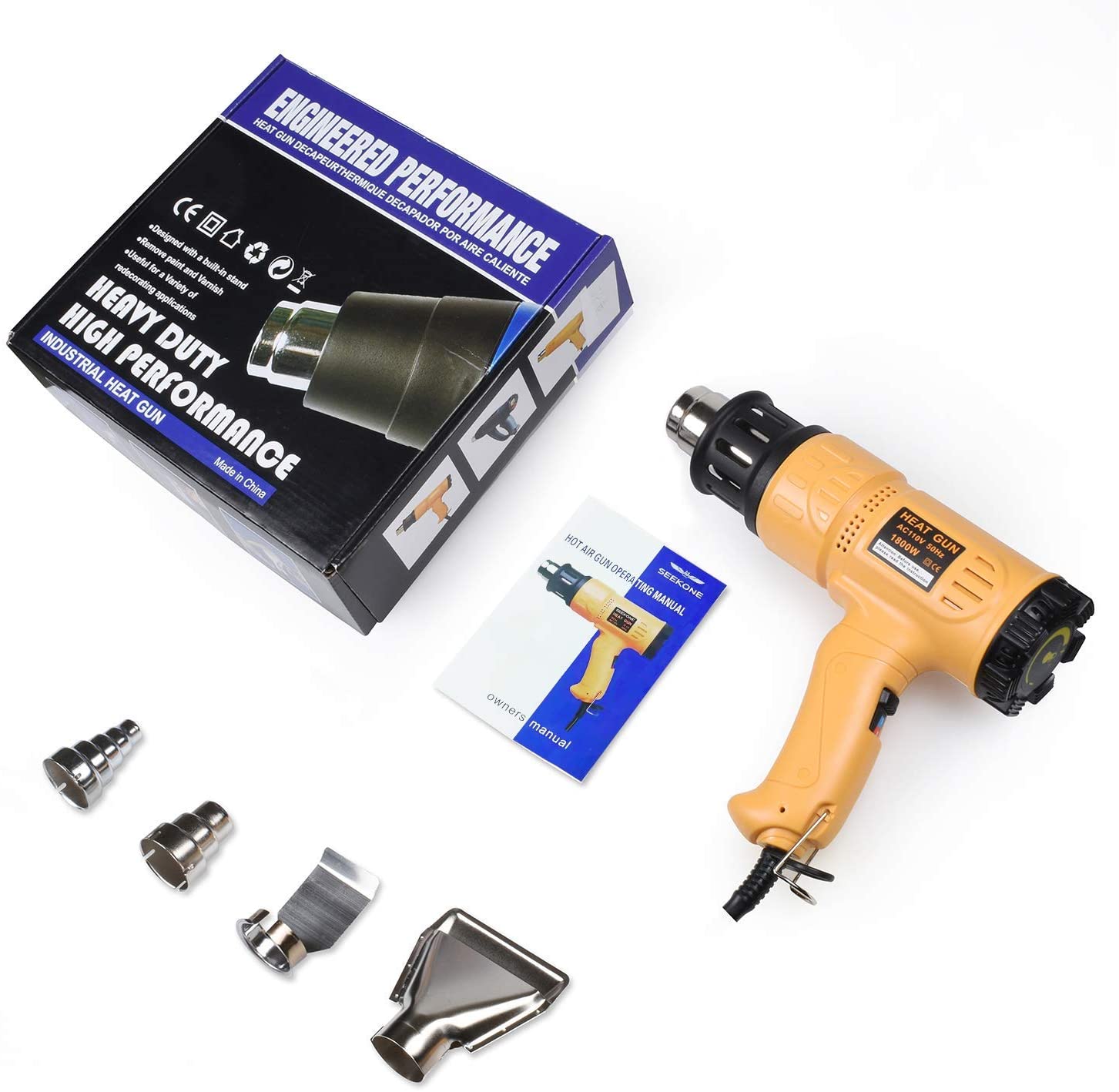 SEEKONE HEAT GUN | 1800W | 2-TEMP SETTING WITH OVERLOAD PROTECTION FOR CAR WRAPPING - VARIABLE TEMPERATURE CONTROL