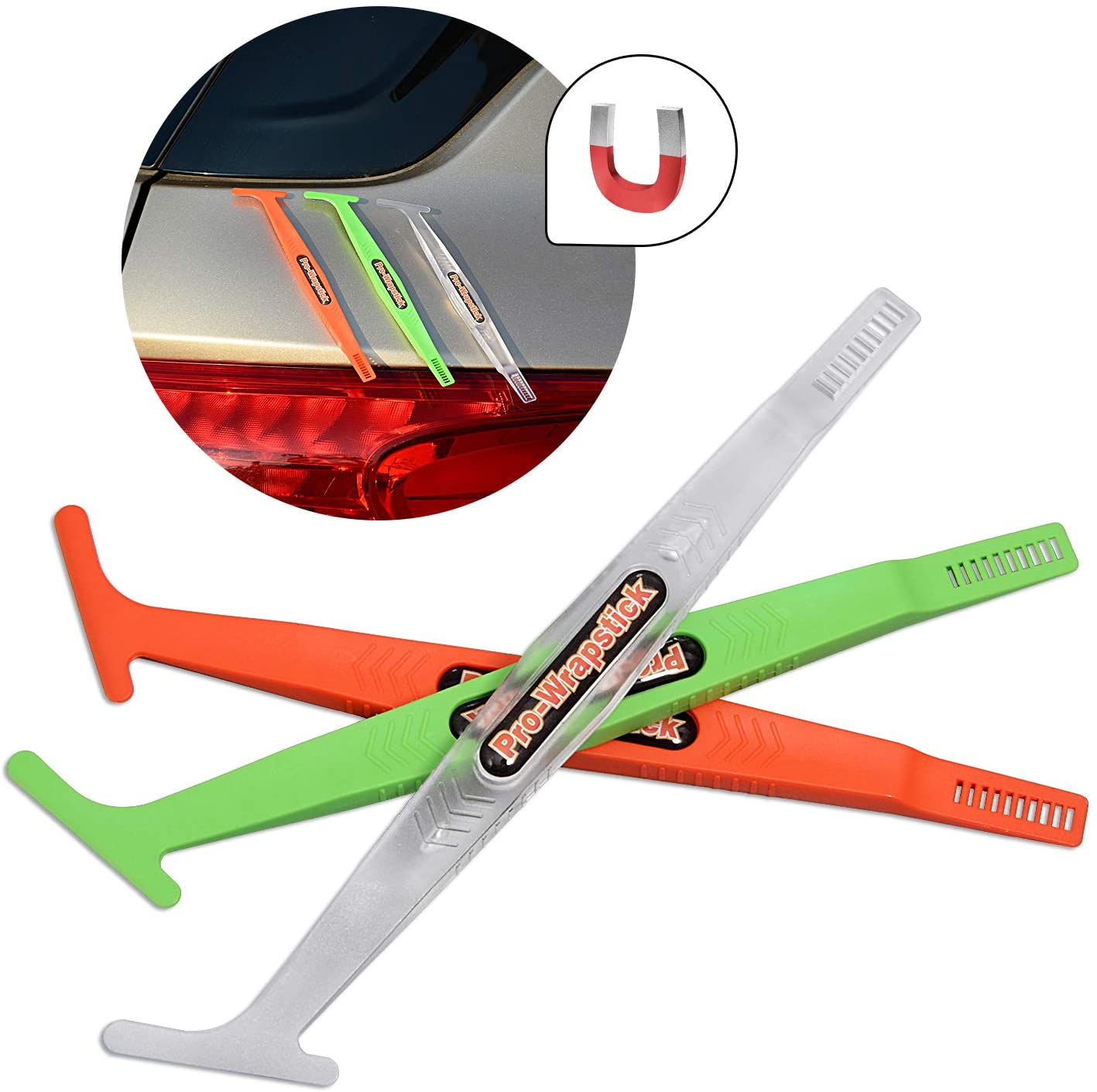 PRO-WRAPSTICK! MINI MICRO MAGNET SQUEEGEE - CLIPPER DESIGN - 3 DIFFERENT HARDNESS!