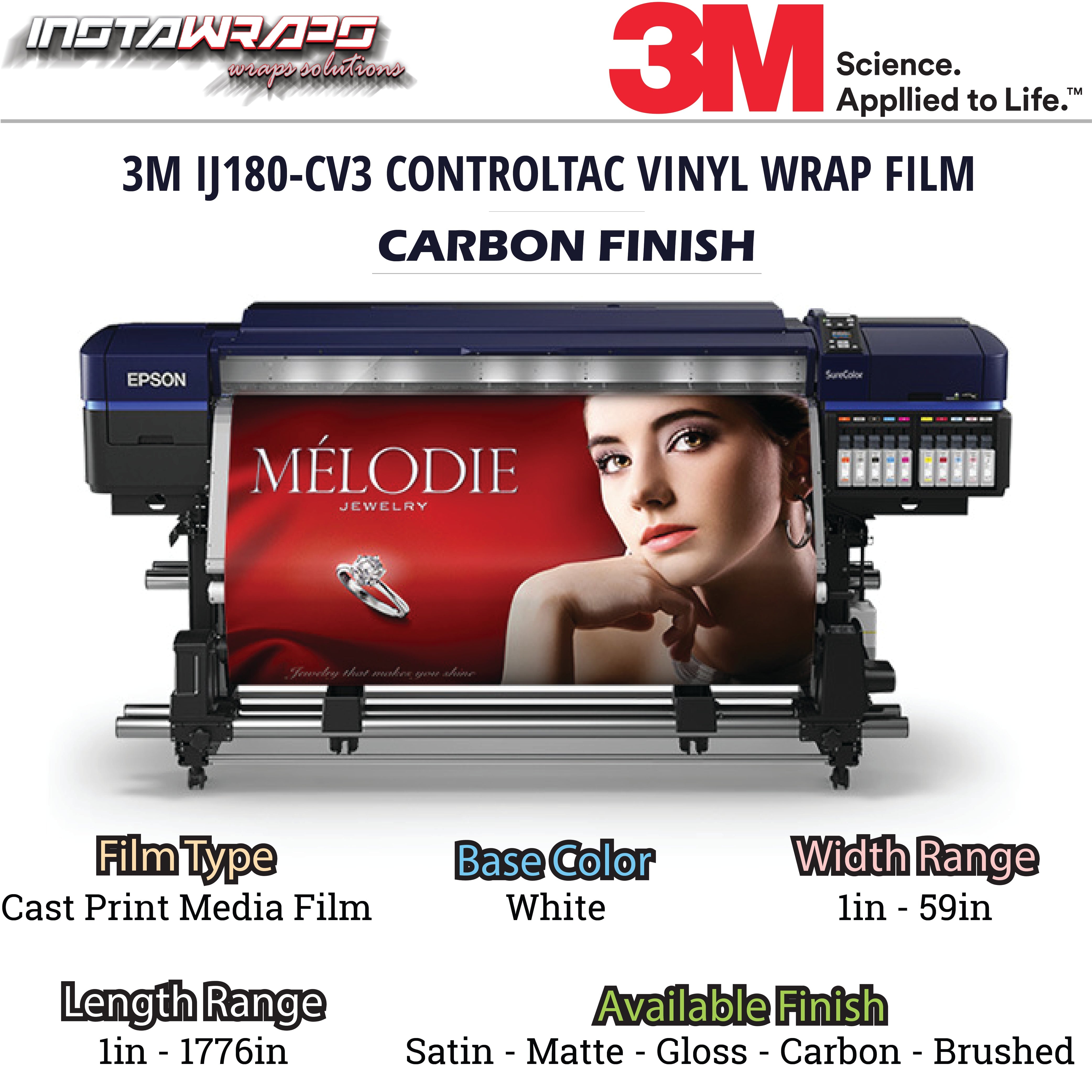 UPLOAD YOUR OWN DESIGN - 3M PRINT FILM / IJ180-CV3 / CARBON FINISH