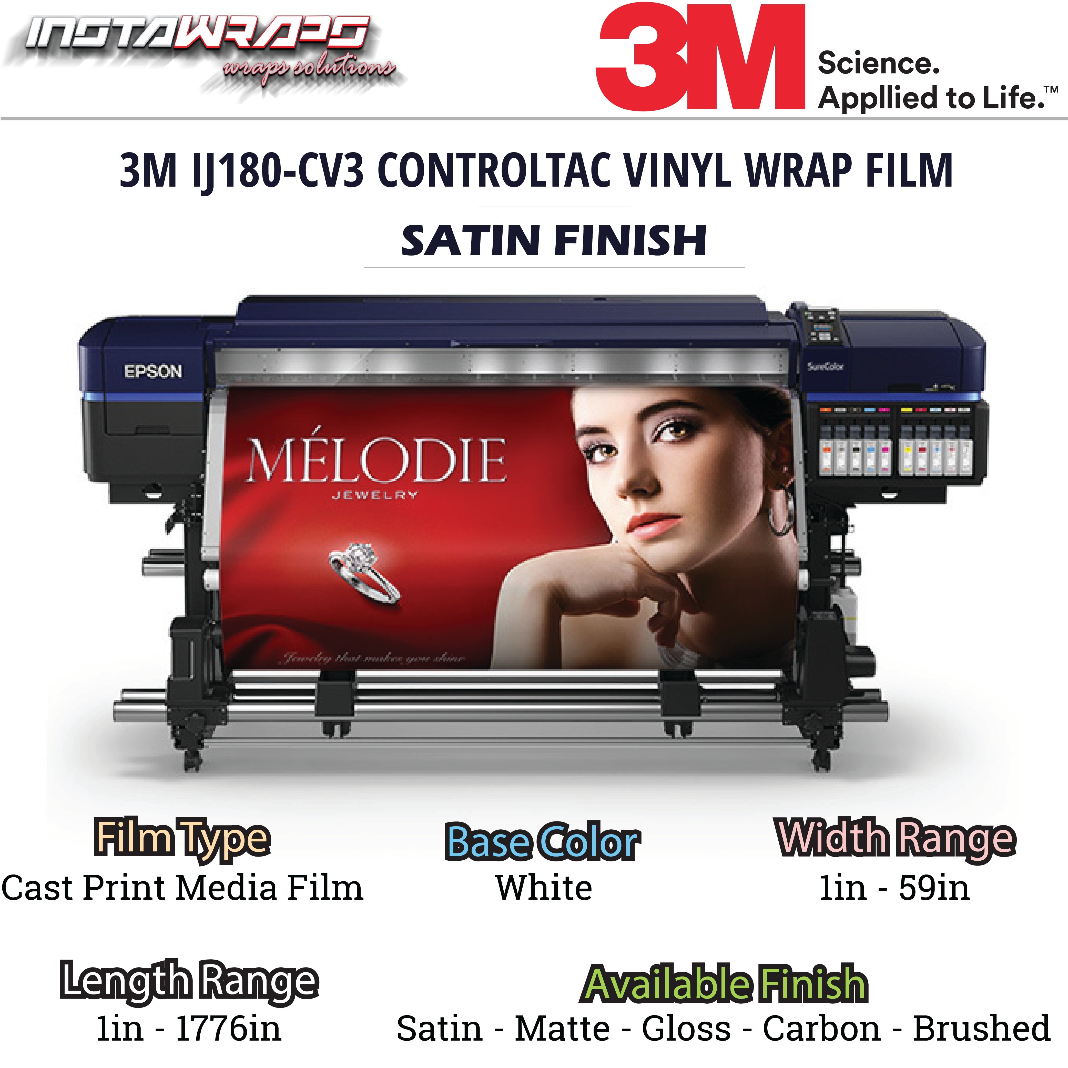 UPLOAD YOUR OWN DESIGN - 3M PRINT FILM / IJ180-CV3 / SATIN FINISH